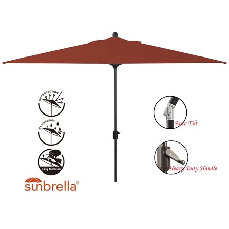 Amauri Outdoor Living 10' x 6.5' Rectangular Auto Tilt Market Umbrella (Frame:Starring Grey, Fabric:Sunbrella-Terracotta) 70224-104-CS22424